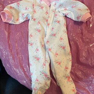 Floral Pink and White baby doll One Piece sleeper